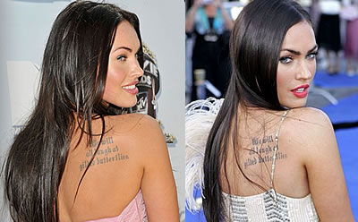 celebrity Megan Fox back text tattoo-sexy body celebrity megan fox and her tattoos